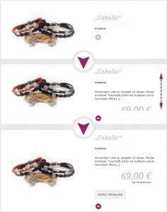 Aufgleitende Produkt-Infos